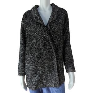 EXPRESS One Eleven Black White Herringbone Tweed Button Up Jacket Womens Size XS